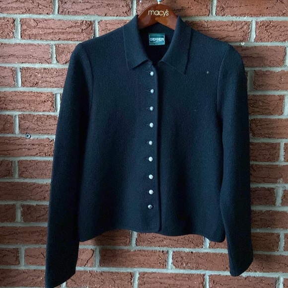 Vintage Geiger Women's Boiled
Wool Black Unlined Jacket Blazer
Cardigan L - Picture 5 of 10